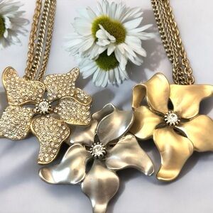 Potentially Christmas Flower Necklace Statement Piece Rhinestones Avant Garde